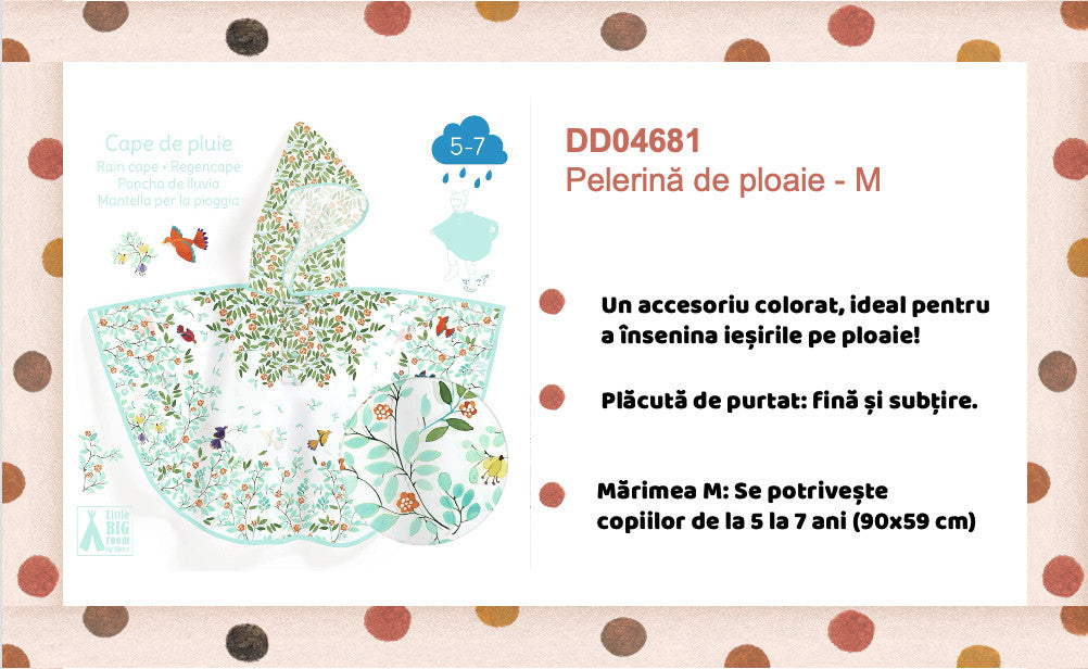 Pelerina de ploaie Flori si pasari, Djeco [ps:93feb3b8-439a-4698-8daf-bdf58f040076]