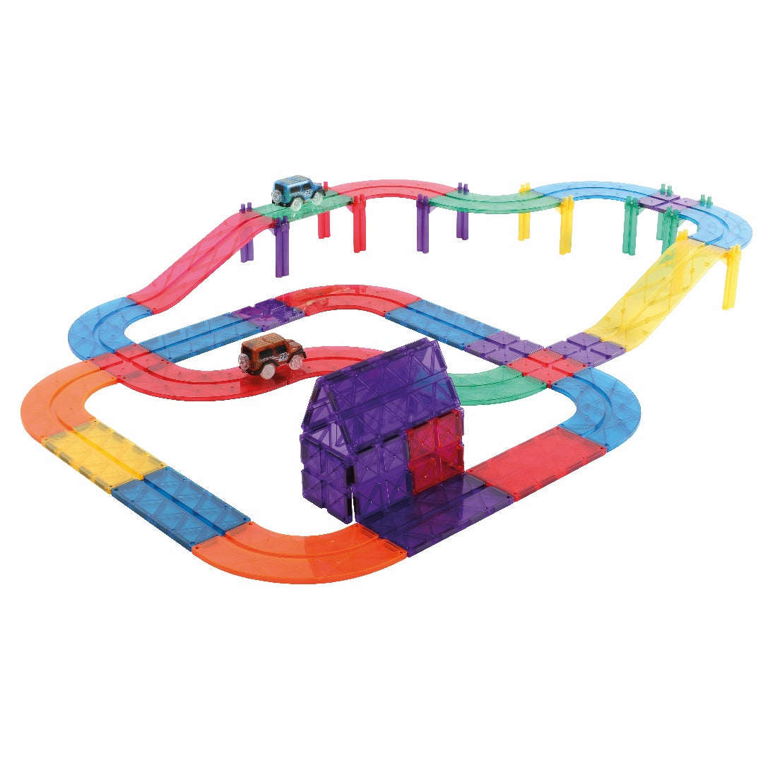 Jocuri magnetice Traseu de curse 65 piese, Cleverclixx - Imagine 2 [ps:534f6243-3462-4217-b209-d7b2ba8b3077]