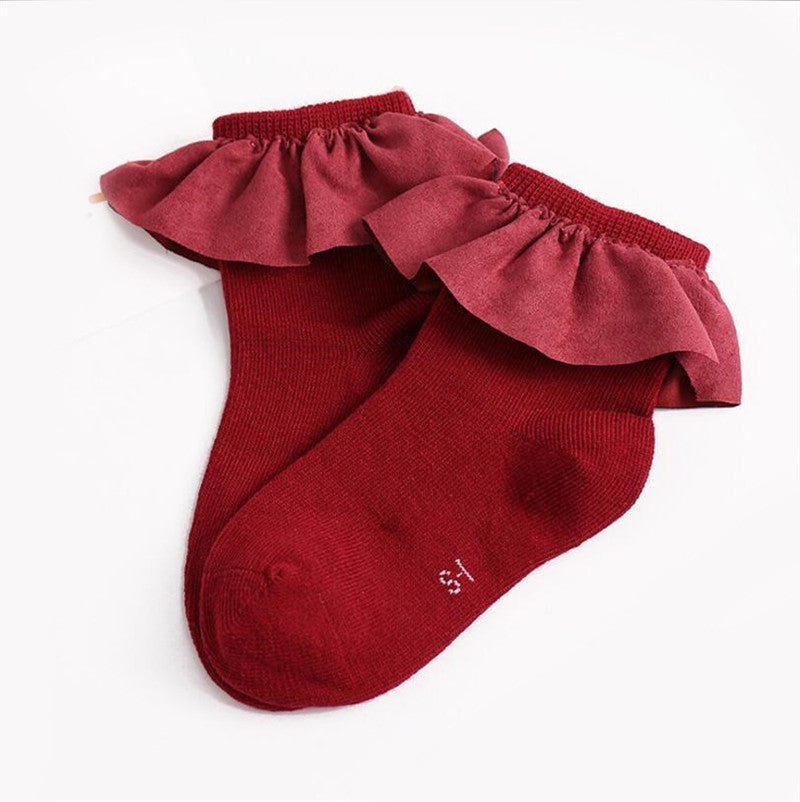 Sosete cu volan Drool (Culoare: Rosu, Varsta: 6 ani - 8 ani) [ps:6e307374-a032-4089-a4f9-e5c5bf3c38bb]