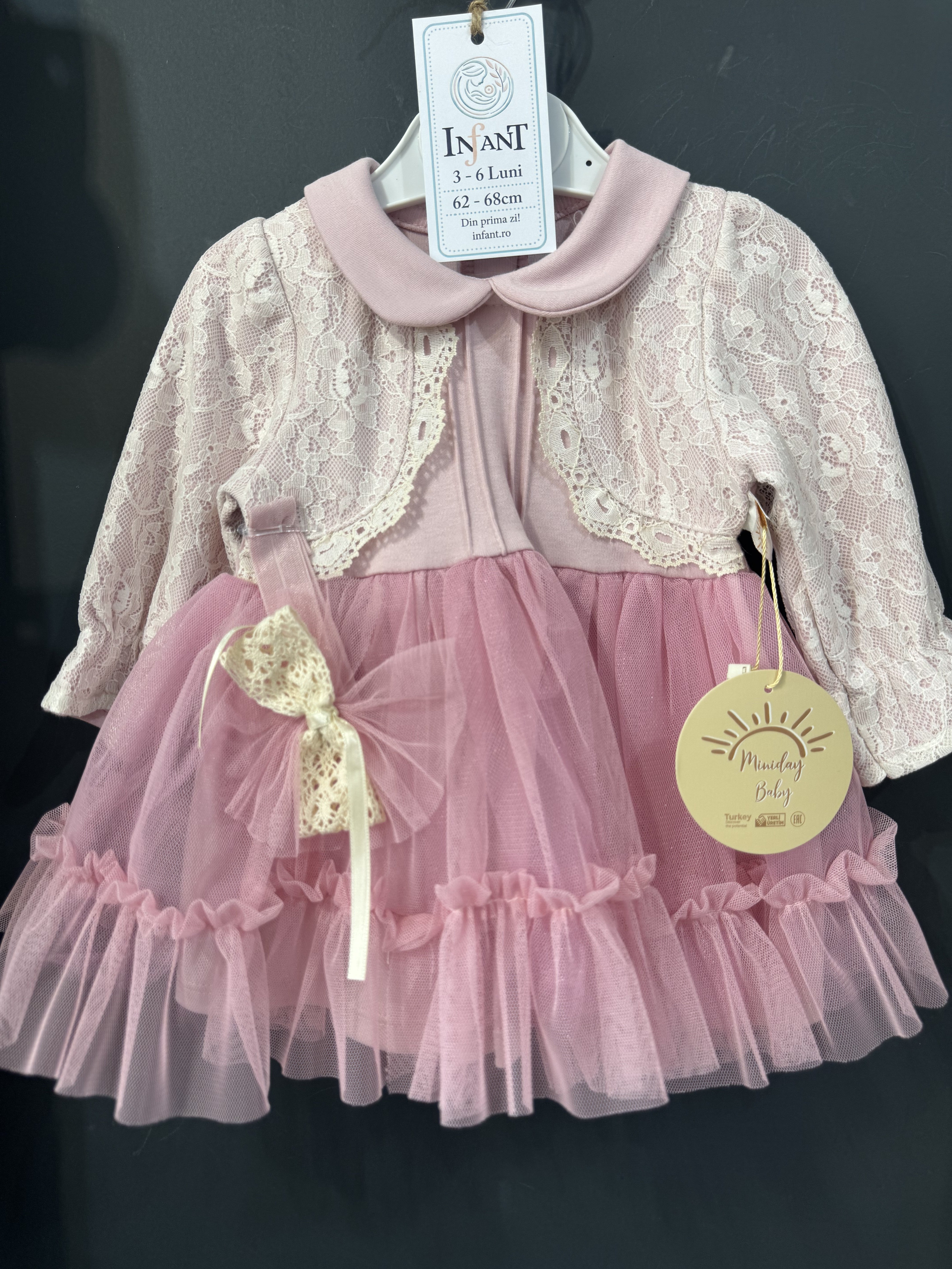 Rochie Gardenia cu dantelă și tul roz pentru bebeluși - 6-9 Luni (4) [ps:2cf353c1-fd9d-40d2-bf32-a1b1da68f5c3]