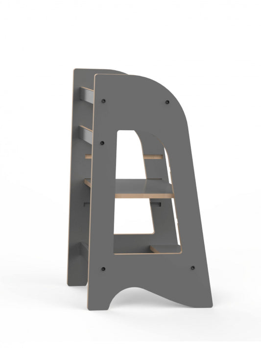 Turn de invatare MamaToyz Learning Tower din MDF, Gri - Imagine 4