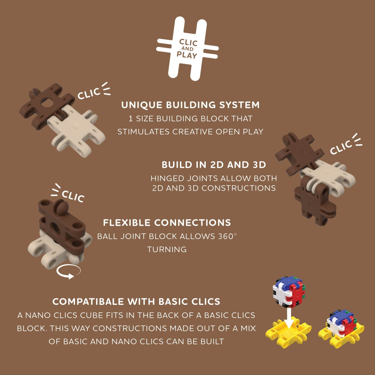 Nano Clics Pentru construit animale salbatice 250 piese, Clicformers [ps:a3c0376f-0997-4b81-840a-9fa8f0771c44]