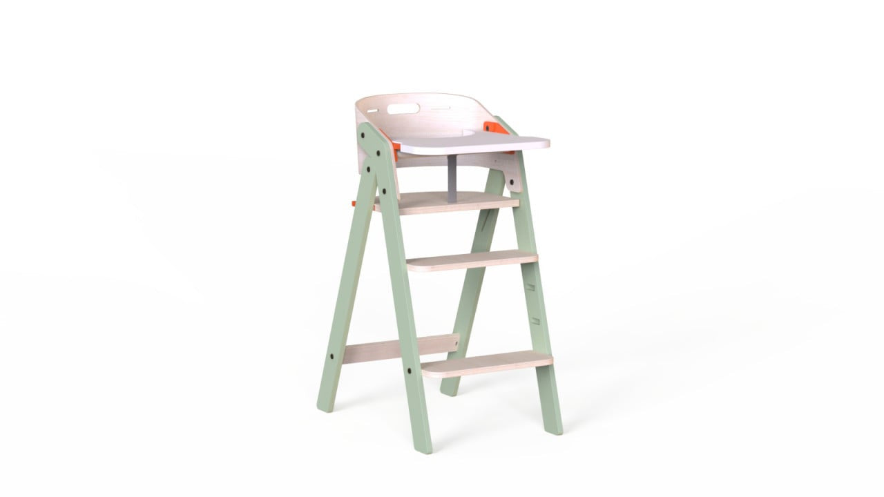 Scaun de masa pliabil din lemn MamaToyz, multifunctional - Verde