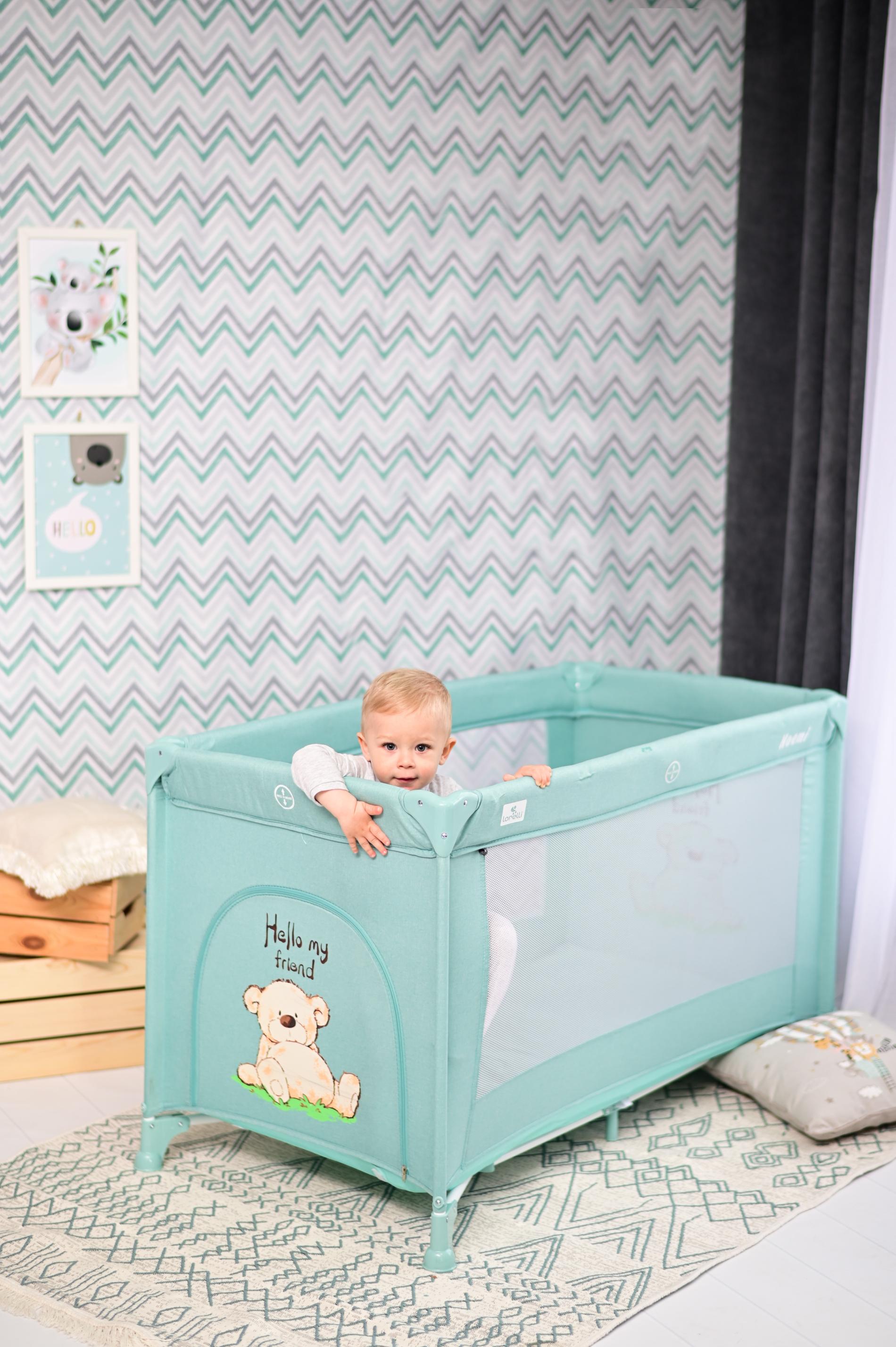 Pătuț Pliabil Lorelli Noemi, 1 Nivel, Mellow Rose Star - Iceberg Green Star (4) [ps:cd8c86f1-3981-4b09-b284-257733ca493a]