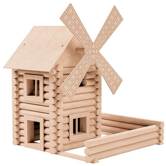 Set constructie arhitectura Vario Mill, 122 piese mari din lemn, Walachia [ps:6887225e-629a-4273-811d-f41694d7c3ae]