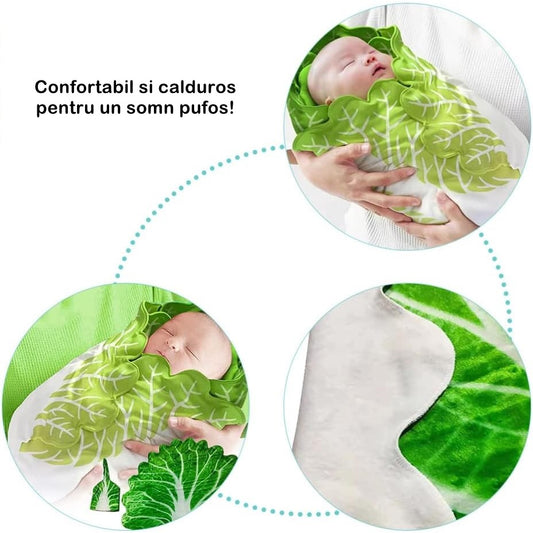 Set Pătură Flanel și Căciulă Flippy Frunză de Salată, Verde - Verde (4) [ps:638c10f1-e2ee-4c7d-a313-6f912e6b889e]