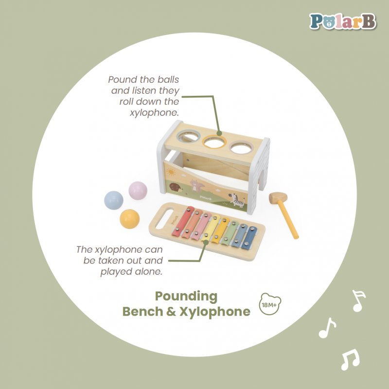 Banc de lovit cu Xilofon Montessori 3 in 1, Viga [ps:40db4689-305a-48f3-b777-9d52923fe175]