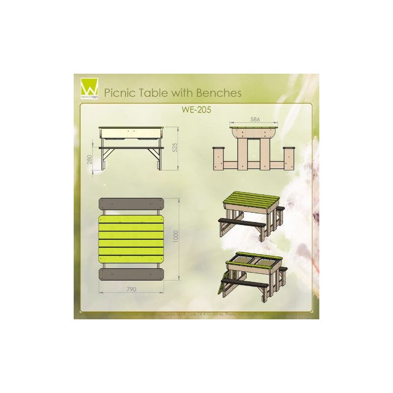 Masa de picnic senzoriala T2 Deluxe cu bancute si loc pentru nisip si apa, Wendi Toys [ps:d45ddb90-918c-4d3e-9cda-fcd7f8614435]