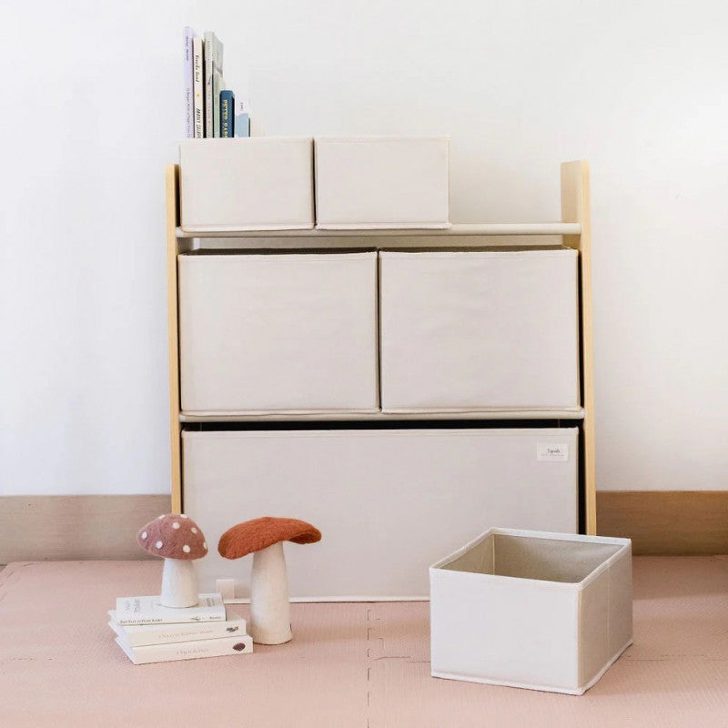 Organizator din material reciclat pentru jucarii, Cream, 3 Sprouts [ps:bc04c7b1-bdc9-4781-bb17-8c732f65b7b4]