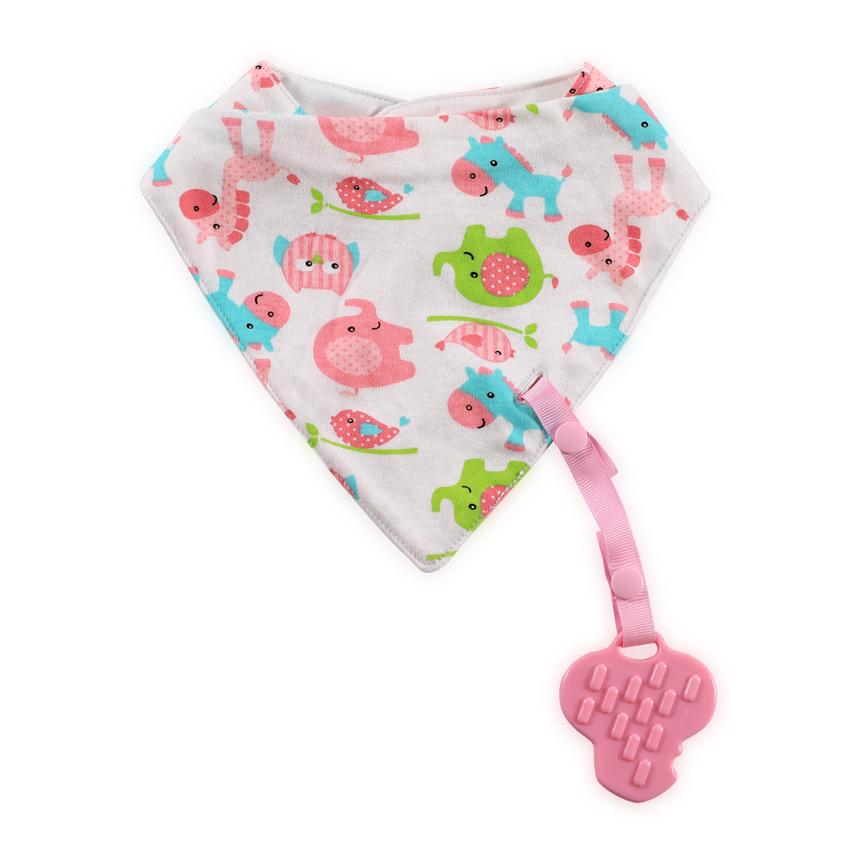 Bavetă Bandana Lorelli cu Jucărie Dentitie, Bumbac, Pink - roz (4) [ps:56fa21c4-9126-4a08-b490-1a6c3c9204d2]