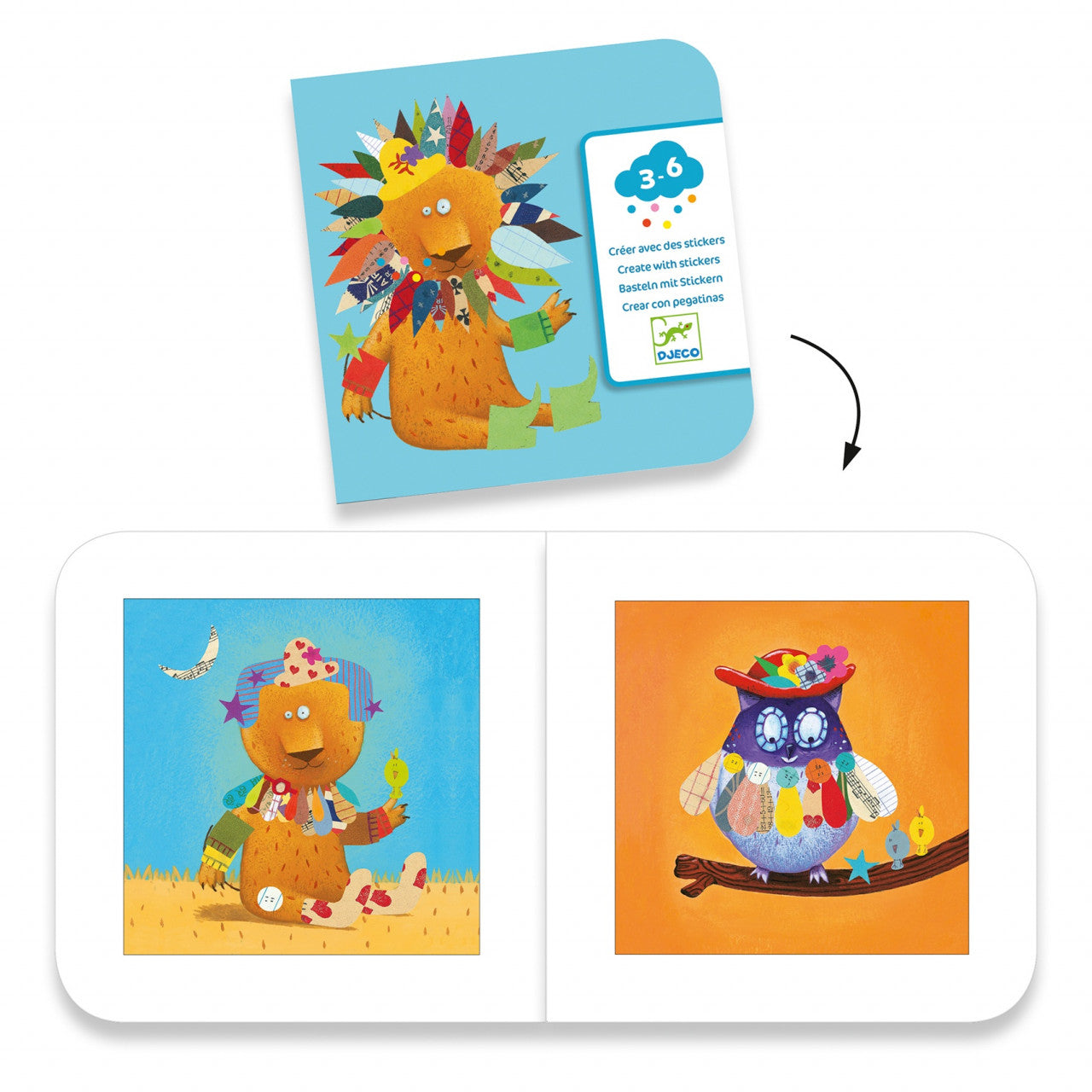 Joc creativ cu stickere Creeaza animale, Djeco - Imagine 4 [ps:e7b8b168-9754-4620-9014-8c1af3e0a1fc]