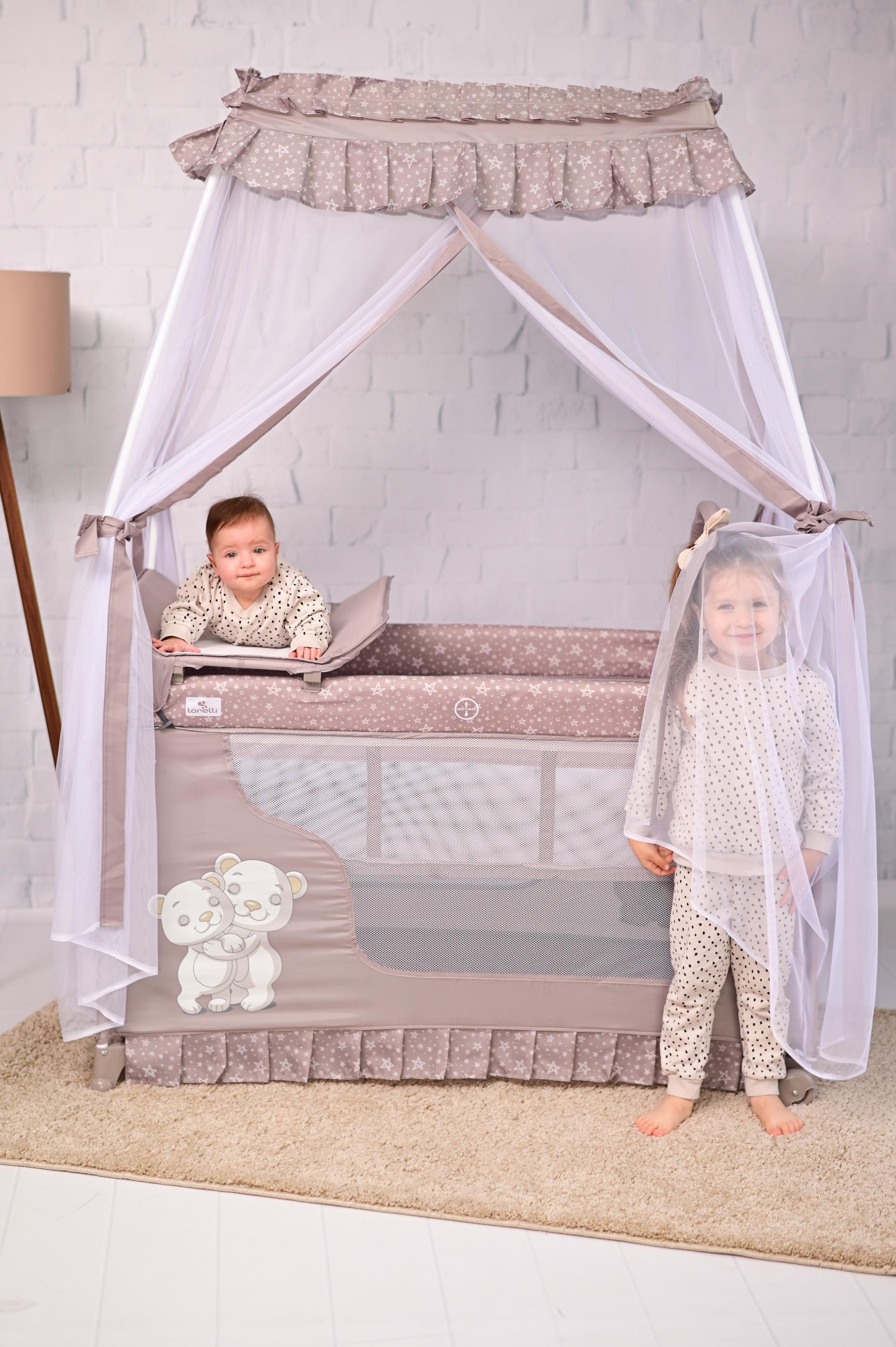 Pătuț Pliabil Lorelli Magic Sleep, Mellow Rose Ballerina - Cool Grey Hippo (4) [ps:1027ea22-32e4-4788-b68d-015c1576b5af]