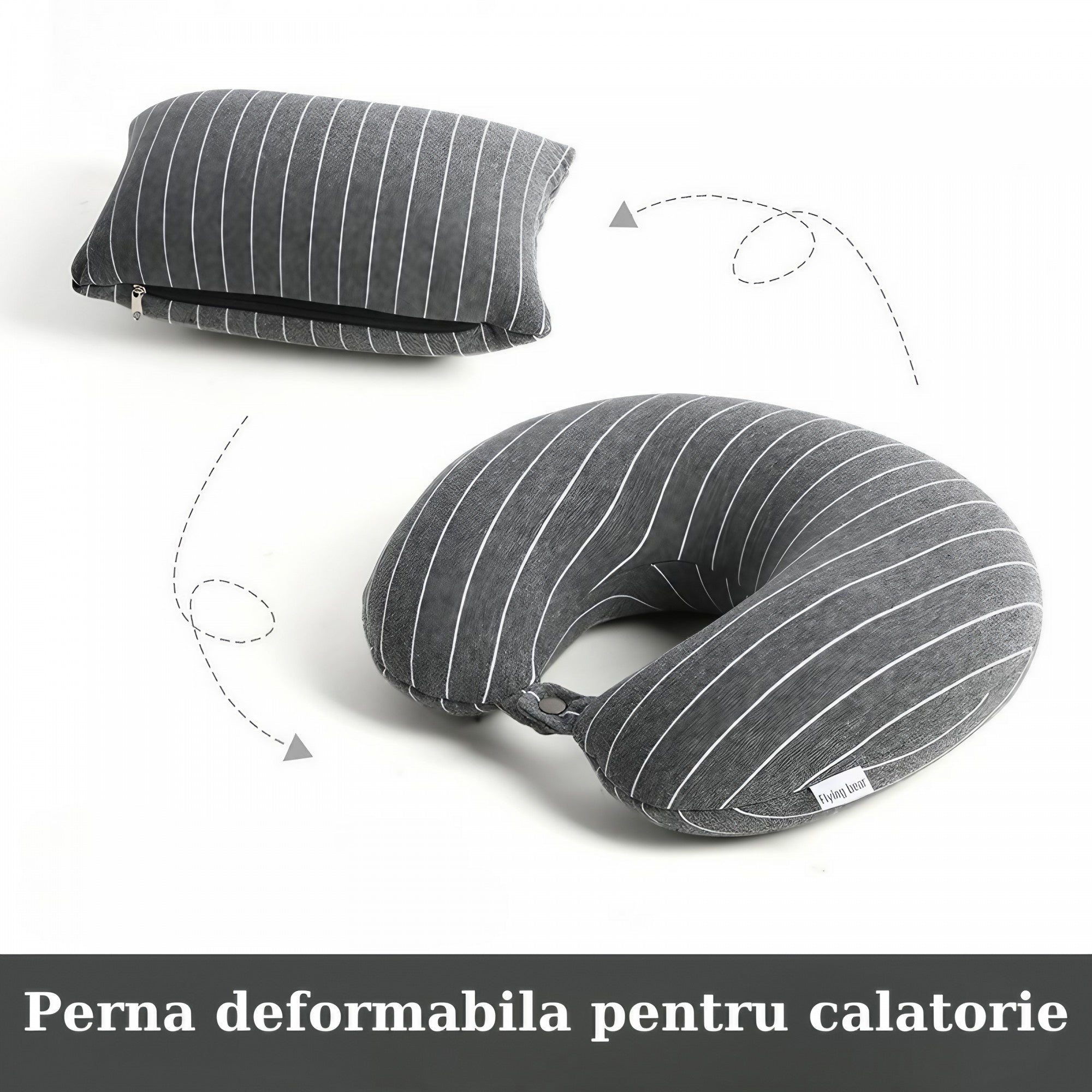 Perna de Călătorie Flippy 2 în 1, Spumă cu Memorie, Roz - Gri (4) [ps:1d2c88af-b042-4add-82c5-11180c7bdf6f]
