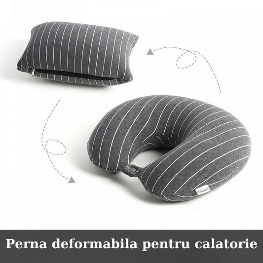 Perna de Călătorie Flippy 2 în 1, Spumă cu Memorie, Roz - Gri (4) [ps:1d2c88af-b042-4add-82c5-11180c7bdf6f]