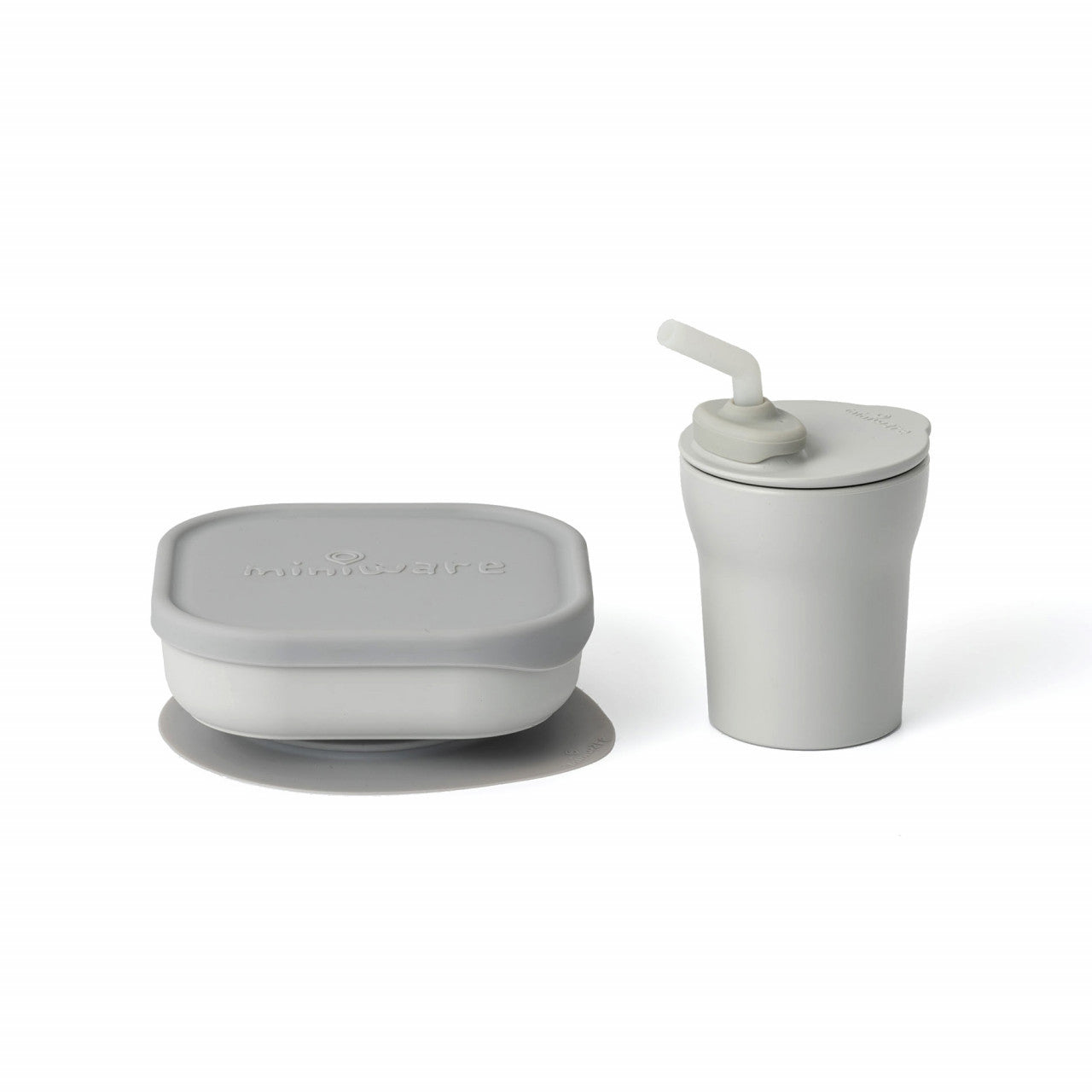 Set diversificare hrana bebelusi Miniware Sip&Snack, 100% din materiale naturale biodegradabile, 3 piese, Grey [ps:2c48ea8a-5aab-4509-b9a1-51e7445eb02e]