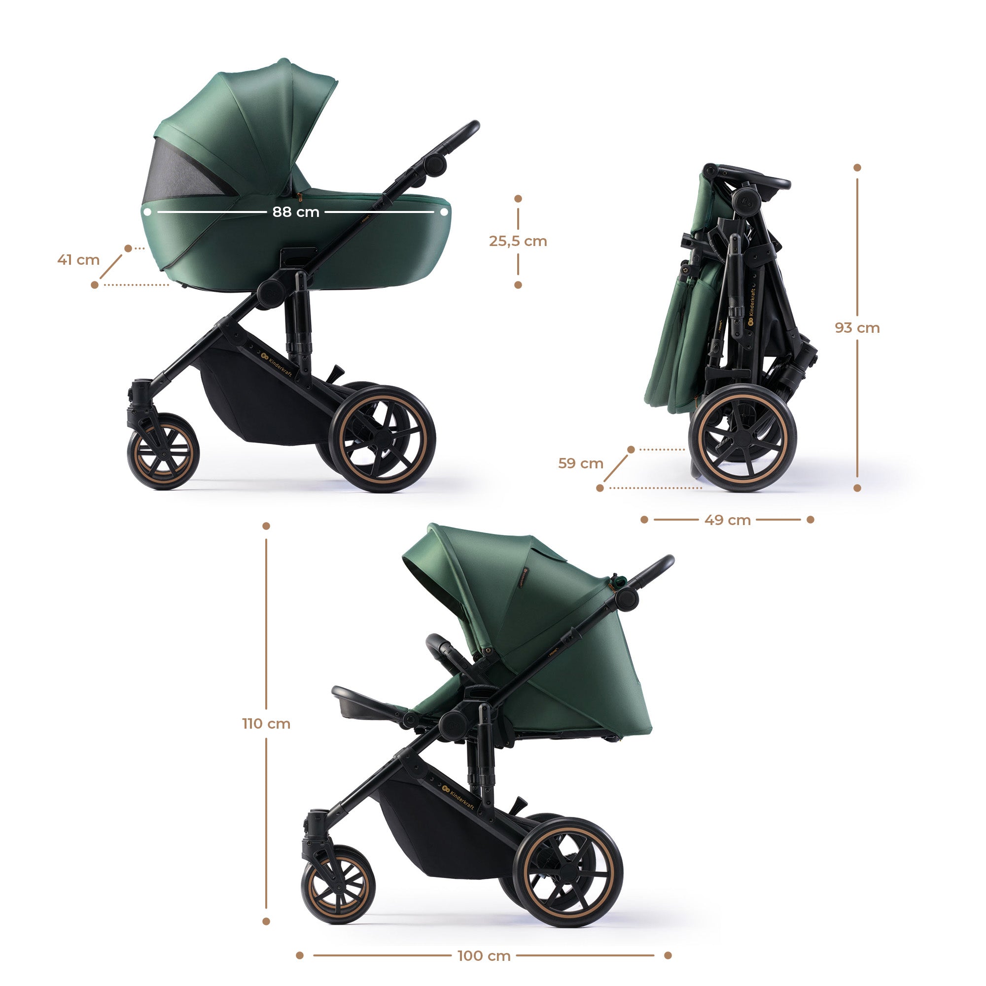 CARUCIOR 2 IN 1 KINDERKRAFT PRIME 2, DARK GREEN - Gri Închis [ps:5e4b58a6-9874-4ce4-a29e-30cdadf5b4da]