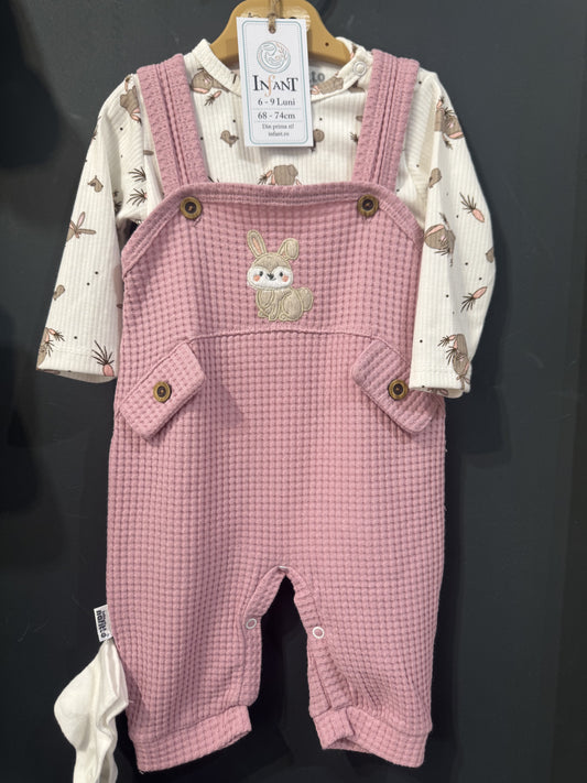 Set salopetă waffle roz cu iepuraș brodat și body - 6-9 Luni (4) [ps:9d7fce6b-3266-4fbd-ad31-57e4b8d4fc4c]