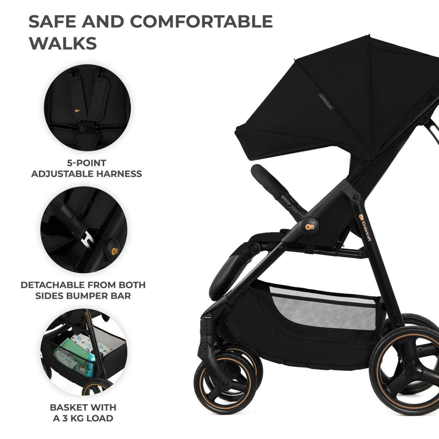 CARUCIOR SPORT KINDERKRAFT TRIG3 ONYX BLACK - Imagine 4