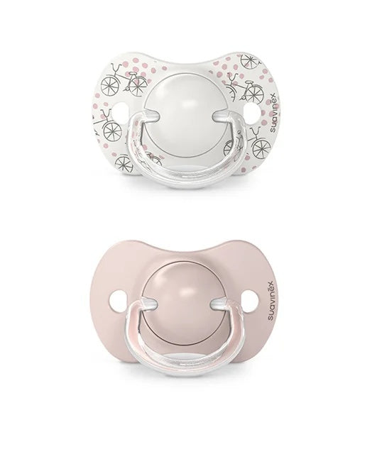 Suzetă fiziologică SX Pro din silicon, 2 buc 0-6 luni - Roz