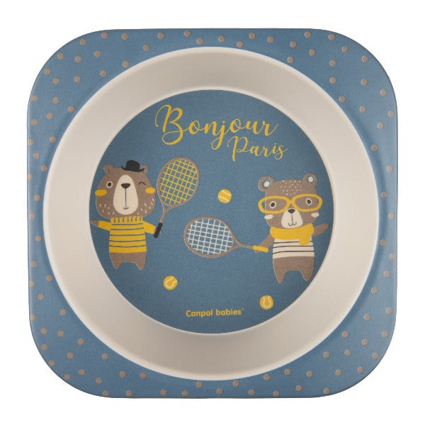 Canpol babies Set veselă 5 elemente BONJOUR PARIS rosu inchis (farfurie, bol, pahar, lingurita, furculita) 9/227_blu [ps:3f8ae70e-65ff-4647-927f-0fa439ee749c]