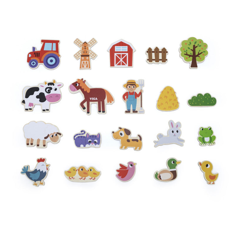 Set magnetic Animale de la ferma din lemn (20 piese), Viga [ps:9583325c-be45-457f-9f42-ca16eca55100]