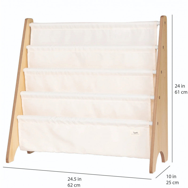 Raft organizator de carti pentru copii, material reciclat Cream, 3 Sprouts [ps:9278f3f5-0caa-44fd-98f5-ec4cb1158298]