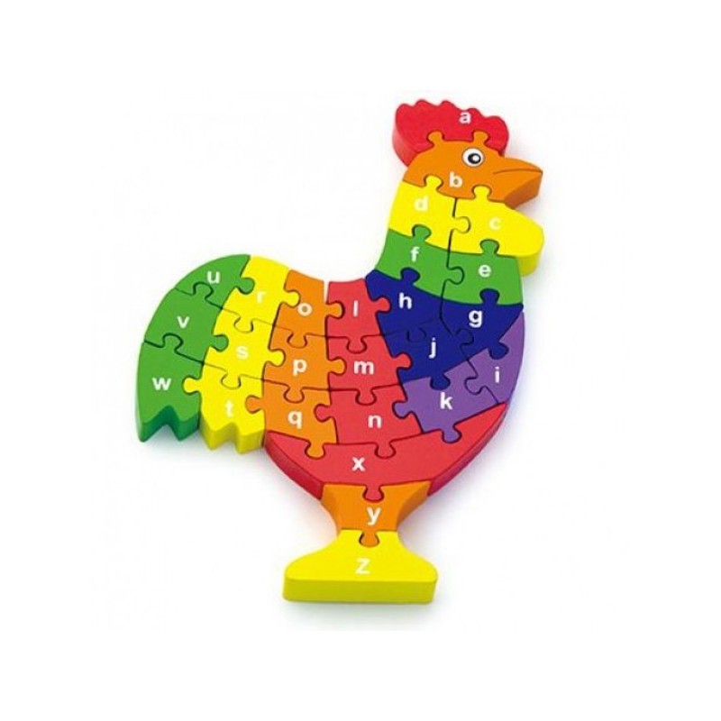 Puzzle din lemn 3D cu litere mici si mari - cocos colorat [ps:e08a702e-5f27-472f-9550-7f68dbbec861]
