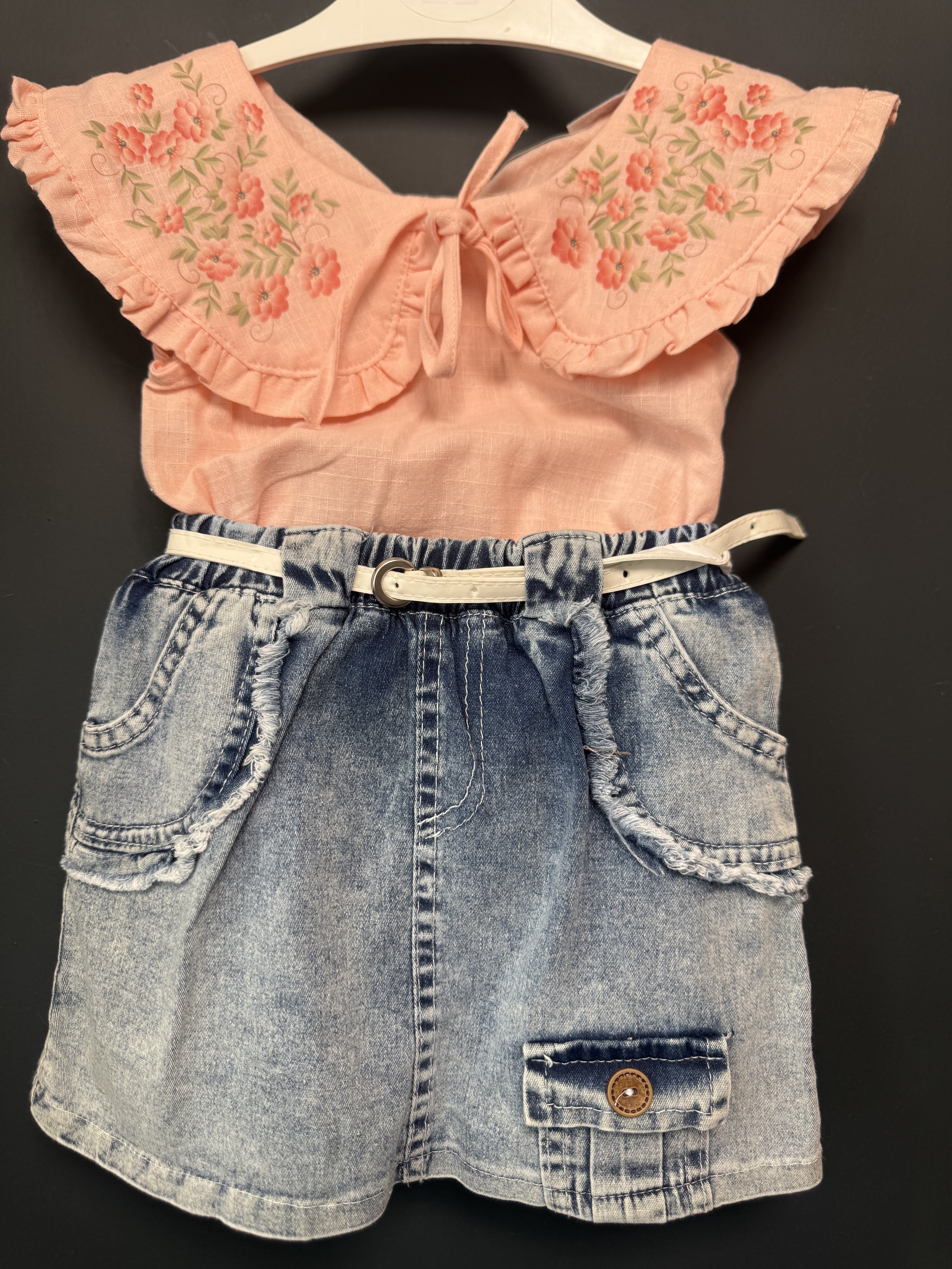 Set bluză piersică cu broderie florală și fustă denim cu - 3 ANI (4) [ps:5c79d845-b608-4ab7-80ec-e93af2f5ede8]