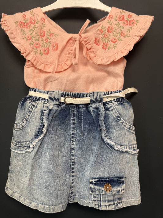 Set bluză piersică cu broderie florală și fustă denim cu - 3 ANI (4) [ps:5c79d845-b608-4ab7-80ec-e93af2f5ede8]