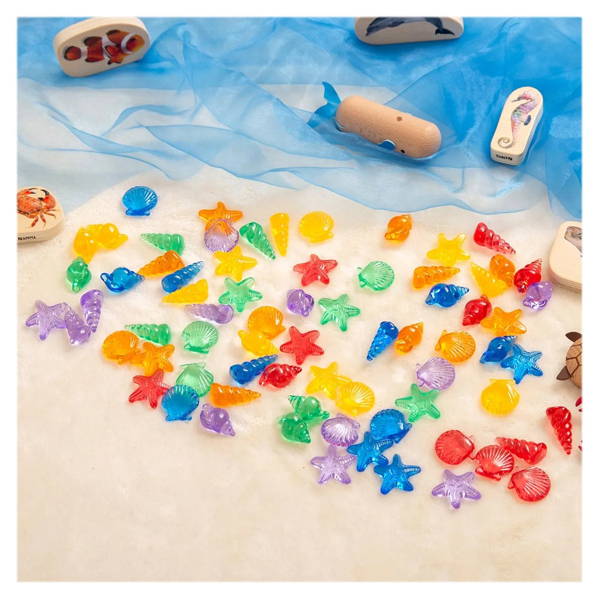 Set Sortare Scoici Translucide Colorate Tickit, 72 piese - Default Title (4) [ps:67aa632e-1255-498c-a52e-d53dfdb2ccec]