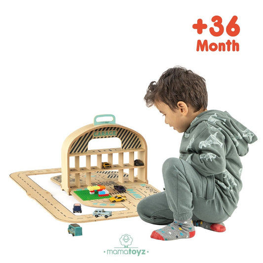 Parcare portabila de masinute din lemn, MamaToyz - Imagine 4
