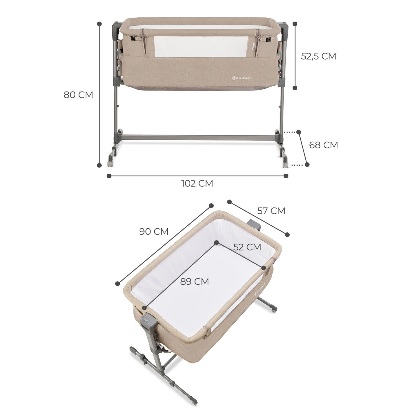 PATUT CO-SLEEPER KINDERKRAFT NESTE-UP, BEIGE MELANGE [ps:4d86c427-5594-4fa7-b789-601cfe190c80]