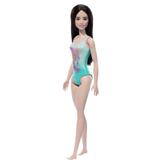 PAPUSA BARBIE BRUNETA CU COSTUM DE BAIE ALBASTRU Mattel - Imagine 4