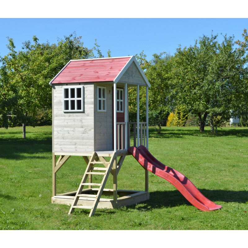 Casuta de gradina Nordic Adventure House cu platforma cu loc pentru nisip si tobogan (M8), Wendi Toys [ps:c5ca25f4-e205-4da0-83c0-a480c800e688]