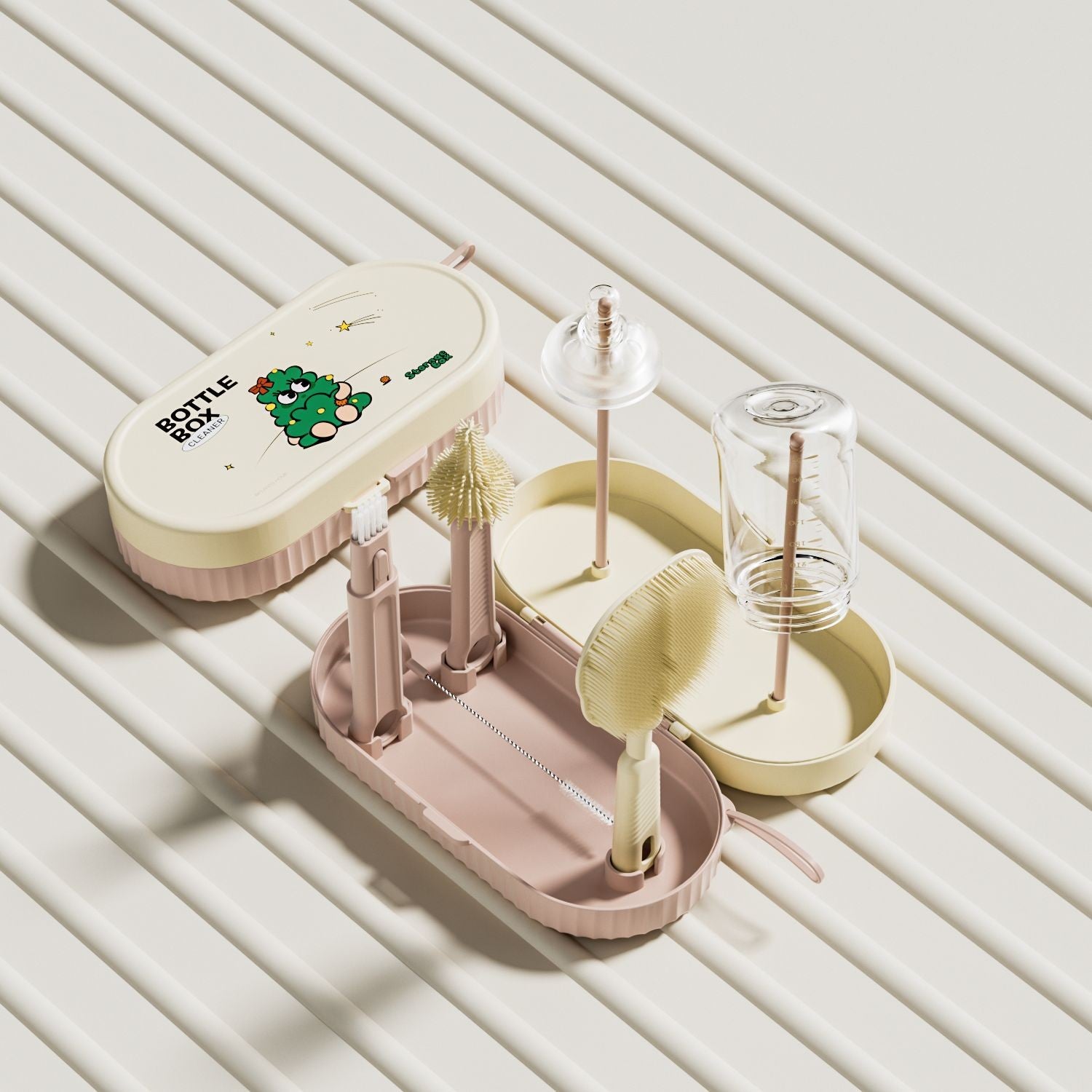 Set Spalat si Uscat Biberoane Flippy, 7 Piese, Verde - Roz (4) [ps:267159d6-6f61-40b1-a18b-0ac6643a047c]