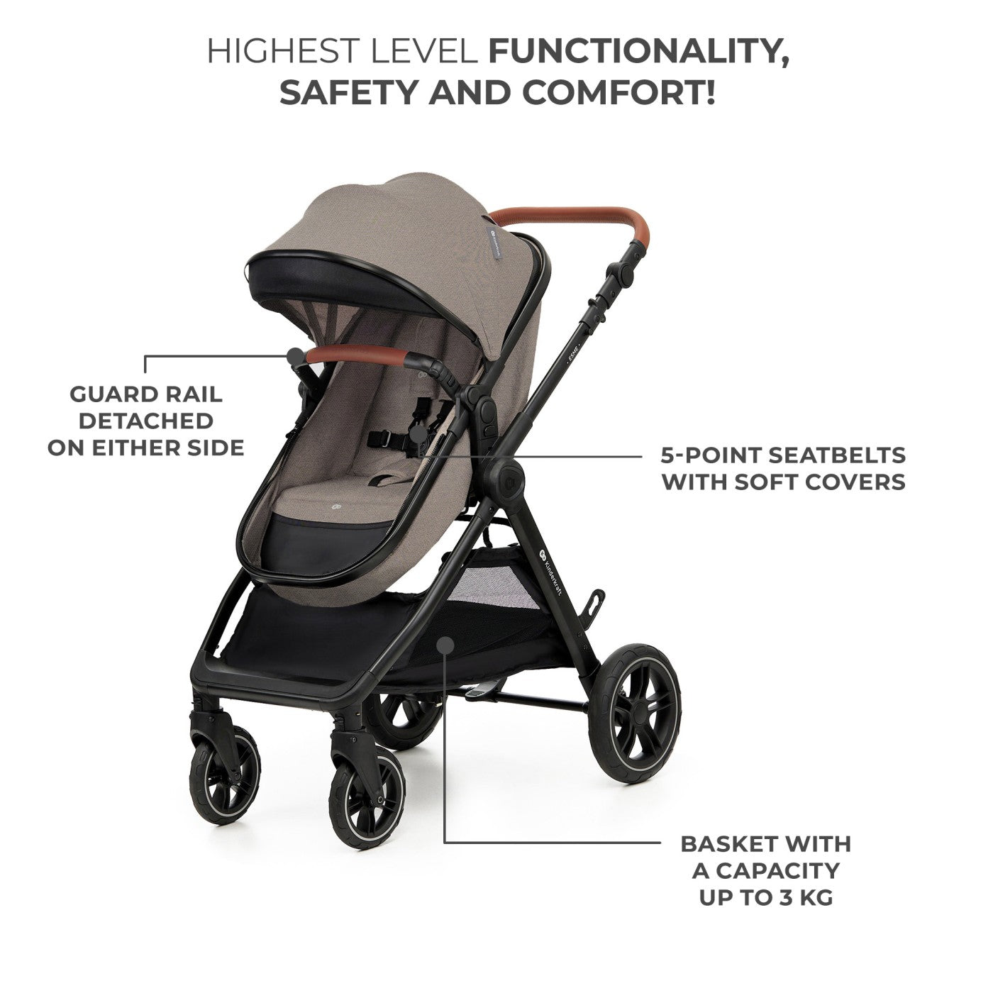 CARUCIOR KINDERKRAFT ESME, 3 IN 1, SAND BEIGE [ps:5cce3c3d-2354-429a-b0de-51c3dfc39c14]