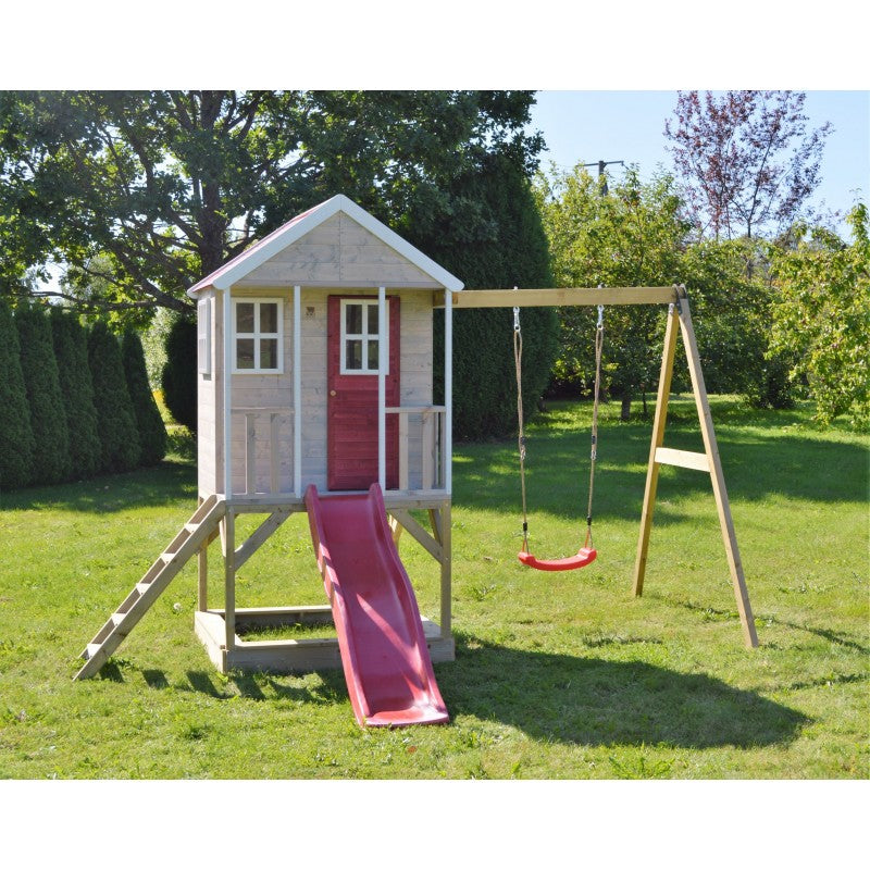 Casuta de gradina Nordic Adventure House cu platforma cu loc pentru nisip, tobogan si leagan (M10) [ps:f2fff0ba-a7f7-46de-b167-6f57727e7815]