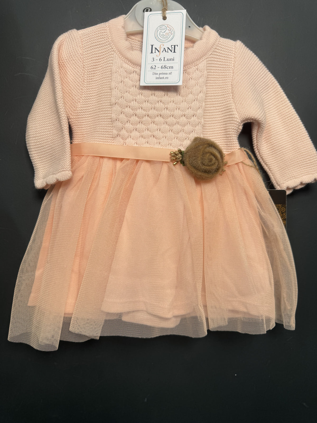 Rochie Tricot cu Tulle Piersică 6-9 Luni - INFANT - 12-18 Luni (4) [ps:7c1c8ad7-3dd9-4f43-95e3-83068f4e8c6c]