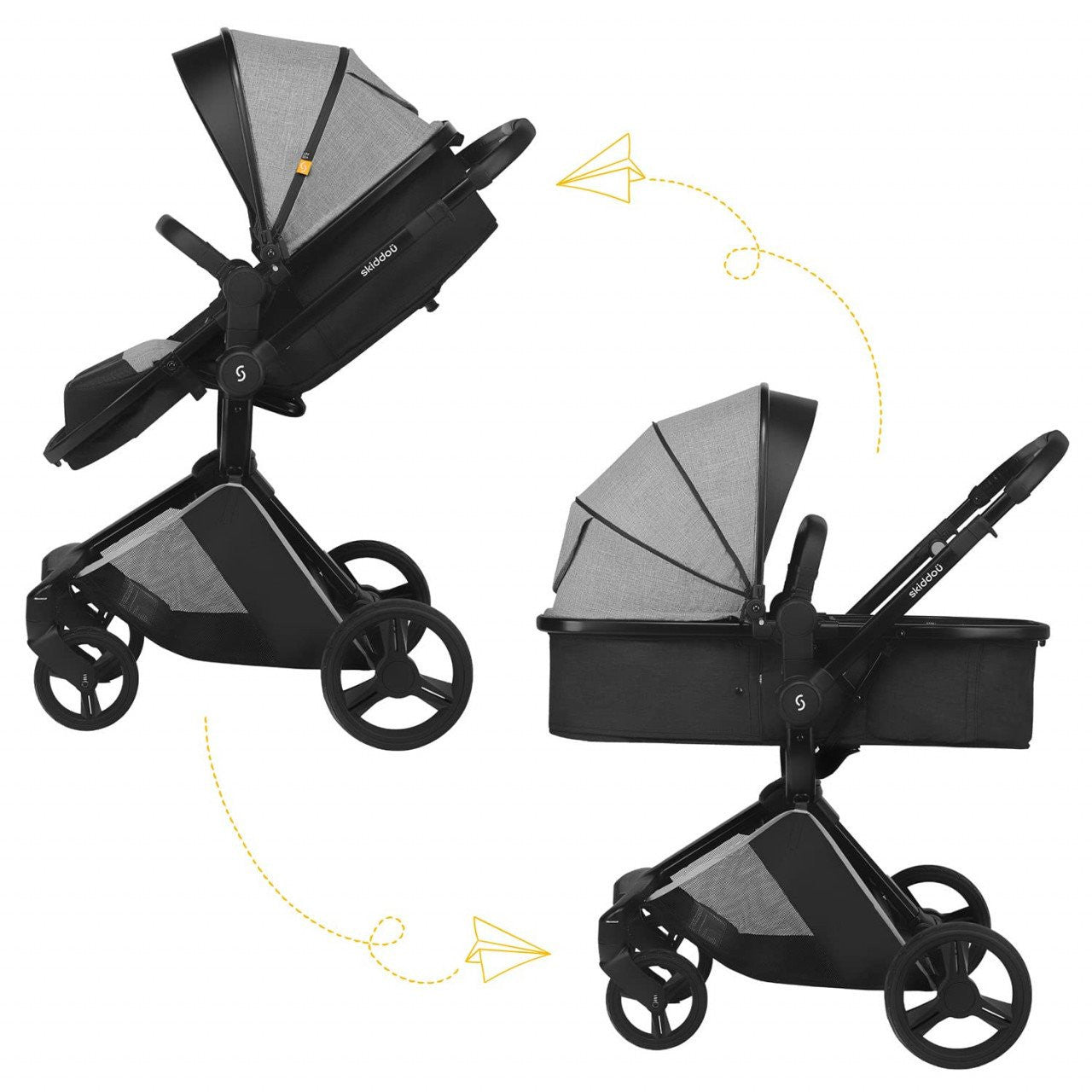 Carucior transformabil 2 in 1 Skiddou Nasjo Normandic - Gri