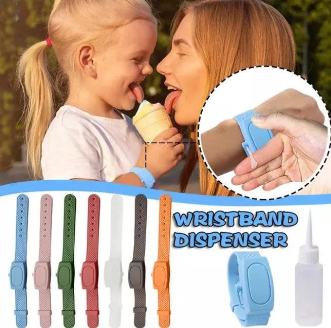 Bratara Dispenser pentru dezinfectant maini cu recipient - Alb