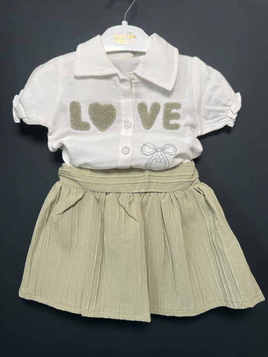 Set cămașă LOVE 3D și fustă plisată alb/verde 6-9 Luni - 6-9 Luni (4) [ps:753beb3b-35a4-4346-bf7c-95276cd30a3c]