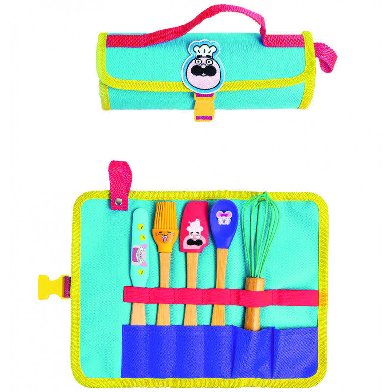 Set de Mini-Ustensile de bucatarie pentru Copii, cu husa, Chefclub kids [ps:9aa4d917-6f1c-4d50-8154-326a6fe4b4e0]