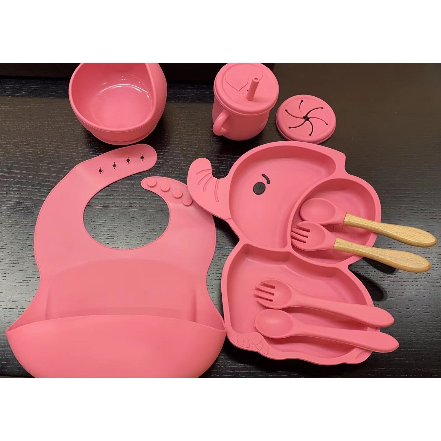 Set Servire Masă Flippy 10 Piese, Silicon și Lemn, Roz - Roz (5) [ps:8ef08725-88c8-4b05-885a-9a6d3d428d1a]