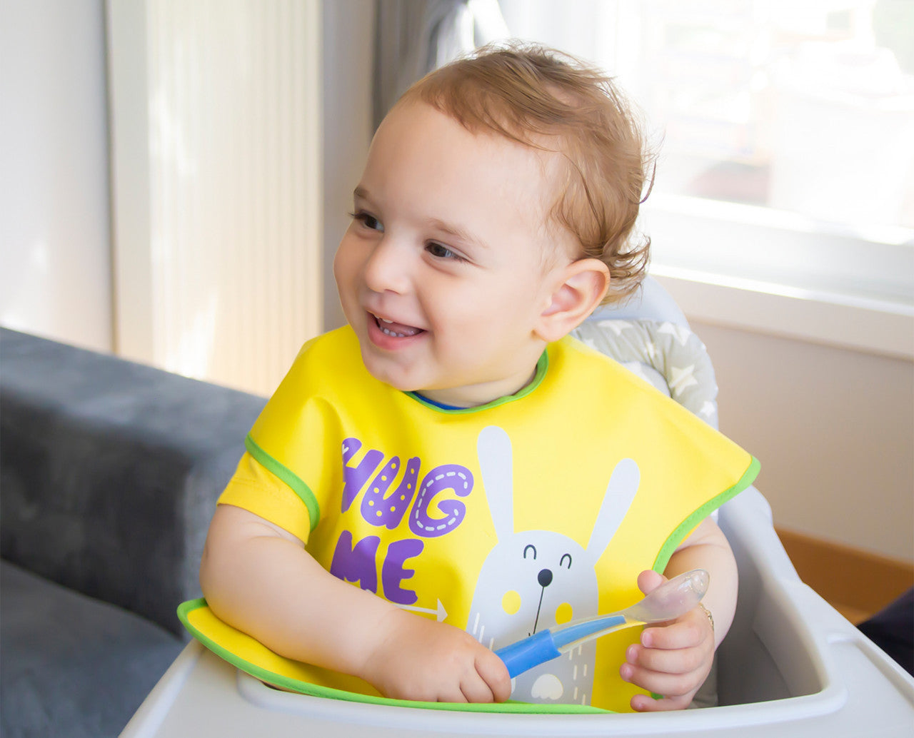 Baveta BabyJem cu buzunar Poly Large Bib (Culoare: Verde) - Galben