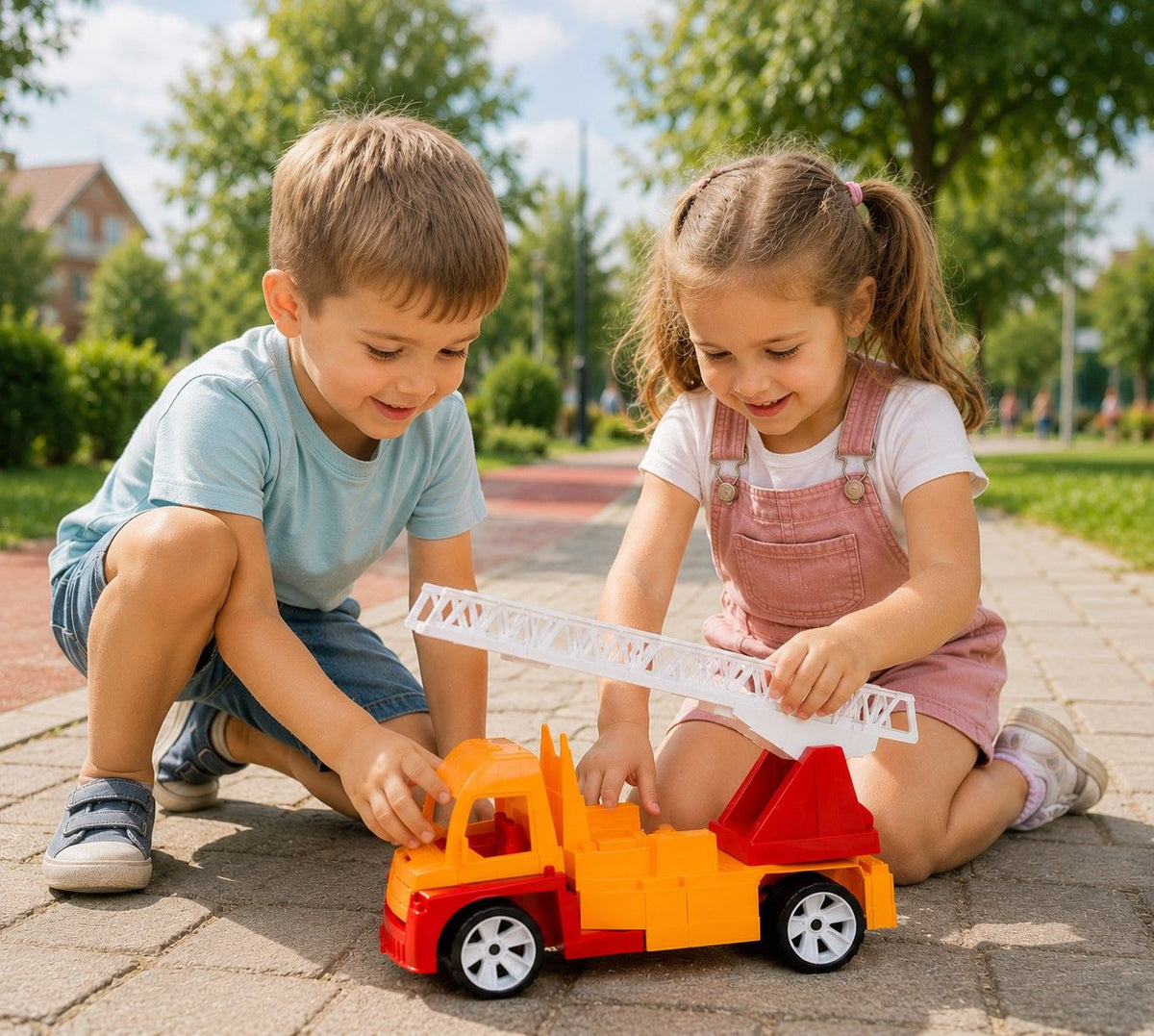 Mașinărie Pompieri cu Scară Viva Toys, 46cm - - Rosu Portocaliu (5) [ps:683a837d-d5fa-4514-8b36-98a726cdd526]