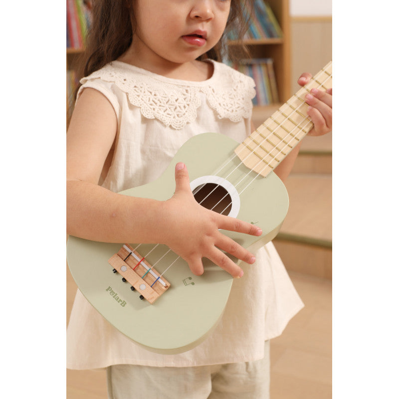 Ukulele verde din lemn pentru copii, jucarie muzicala Montessori [ps:4549ab23-733a-4c55-a819-a84c1e7c5e45]