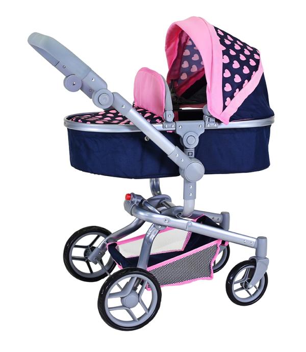 Carucior landou pentru papusi, Knorr Toys, Boonk, reglabil si transformabil, 59 x 42 x 80 cm, 3 Ani+, Pink Hearts - Imagine 5 [ps:cb78e423-bfe9-43e5-bbe0-961fadd68e41]
