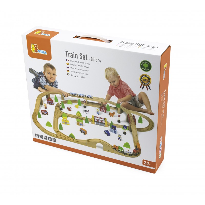 Set de trenulete din 90 de piese [ps:cf6af9fc-3072-4294-ab41-3ba56b3a6169]