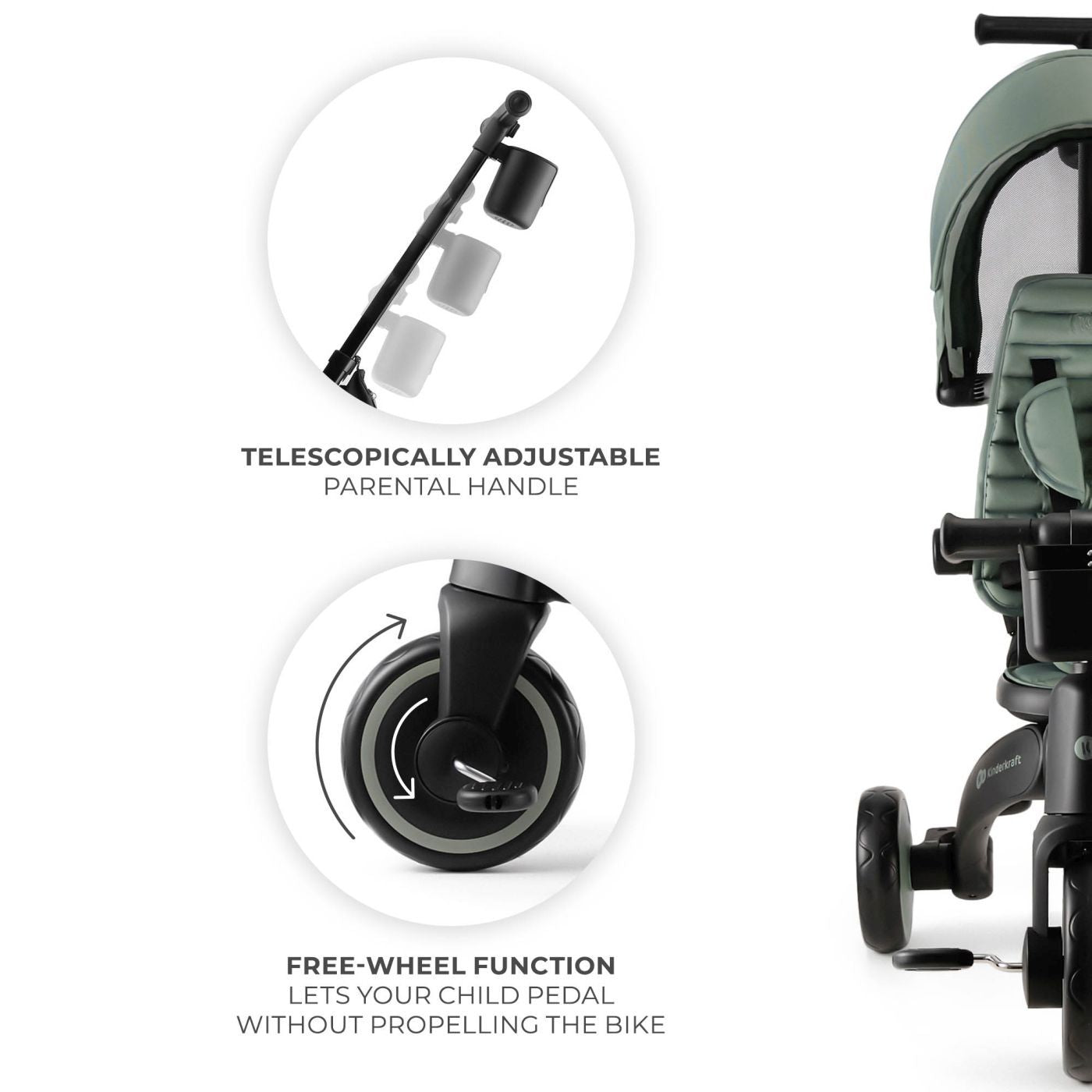 TRICICLETA KINDERKRAFT JAZZ 2, GREY - Gri