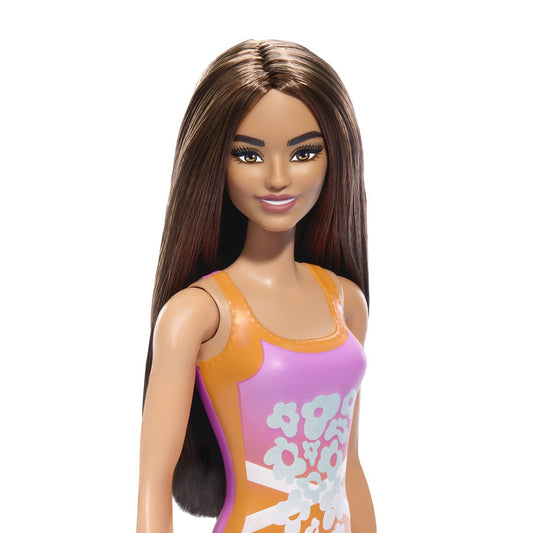 PAPUSA BARBIE BRUNETA CU COSTUM DE BAIE INFLORAT Mattel - Imagine 5
